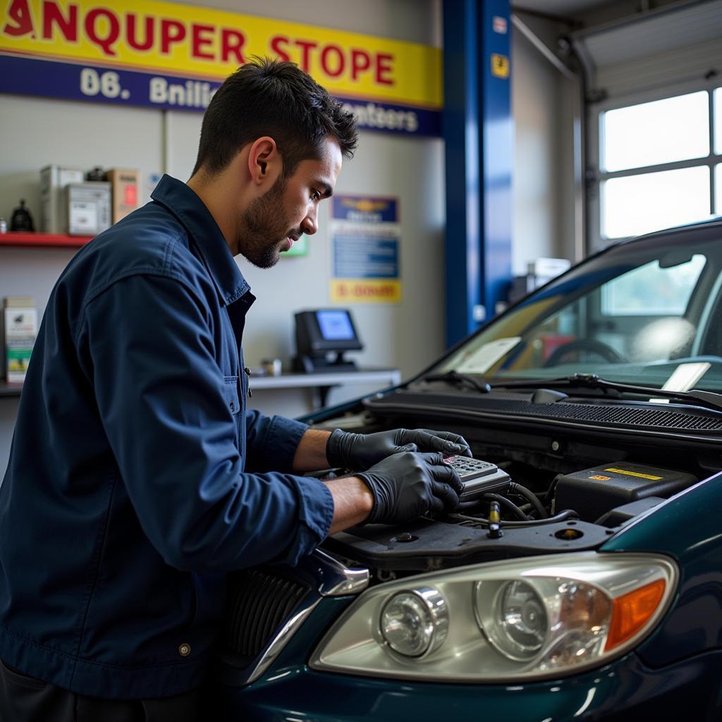 Mechanic Working on a Car Near 8 Mile and Dequindre