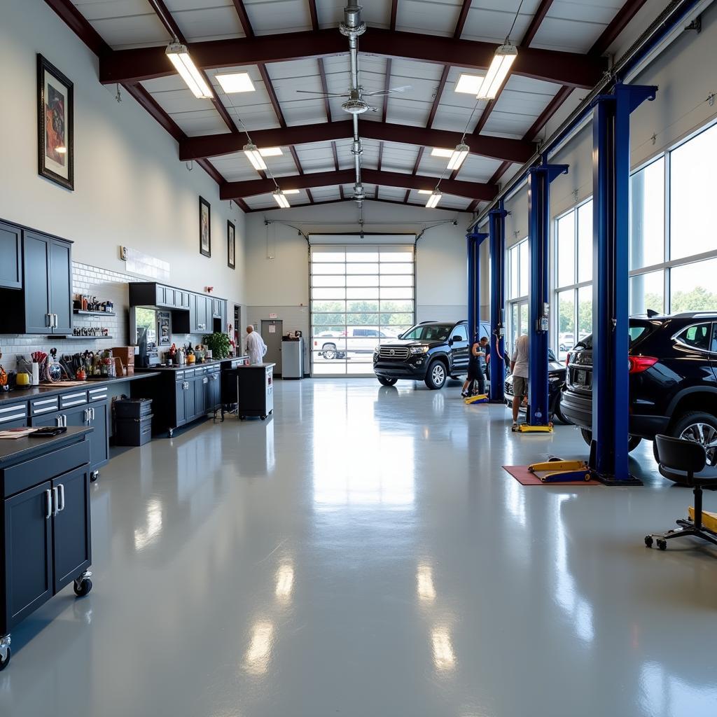 Professional Cleaning in a Memphis Auto Dealership Service Bay