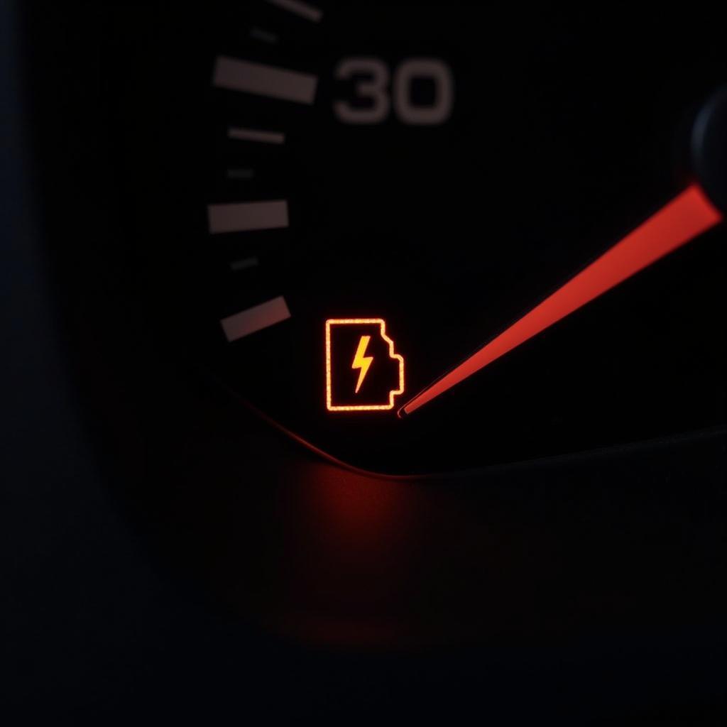 Car with check engine light illuminated on dashboard