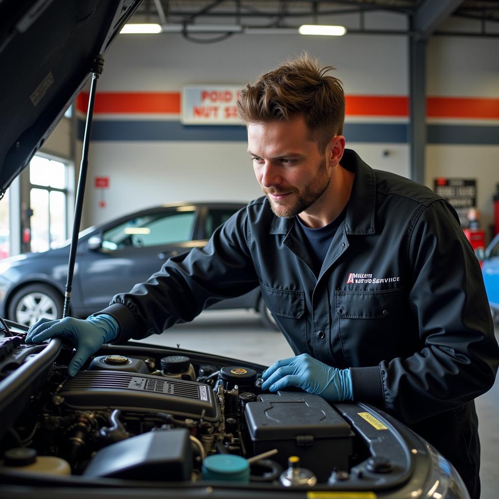 Experienced Miller Auto Service Technician at Work