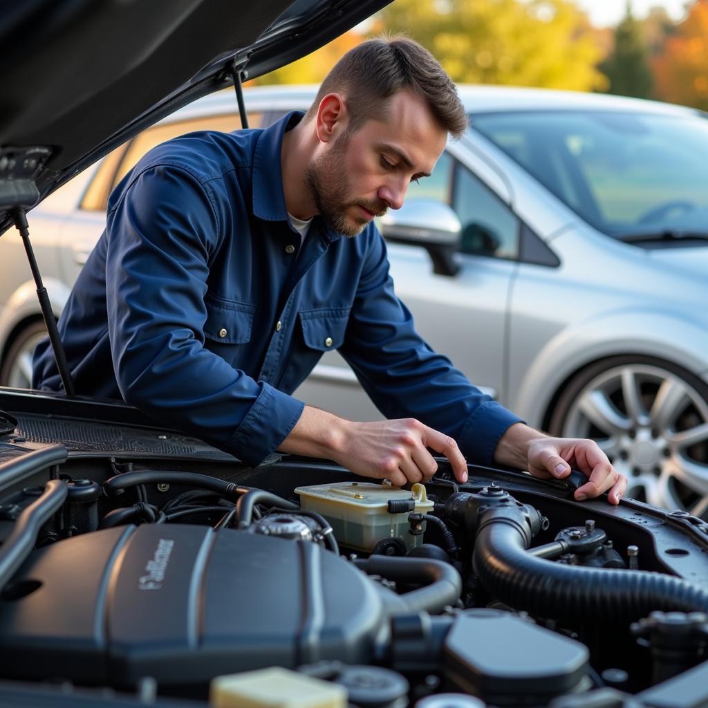 Mobile Mechanic Working on a Car in Albertville