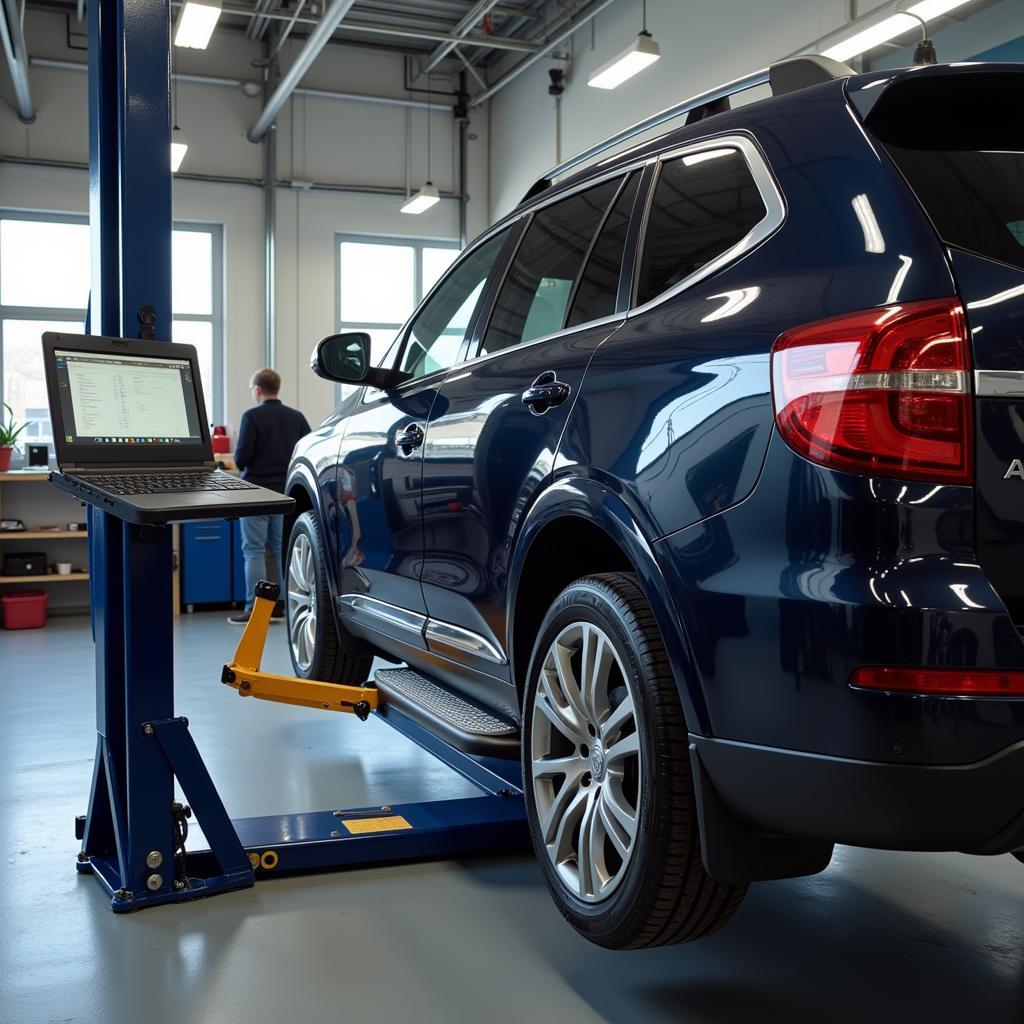 Modern Auto Alignment Equipment in Use