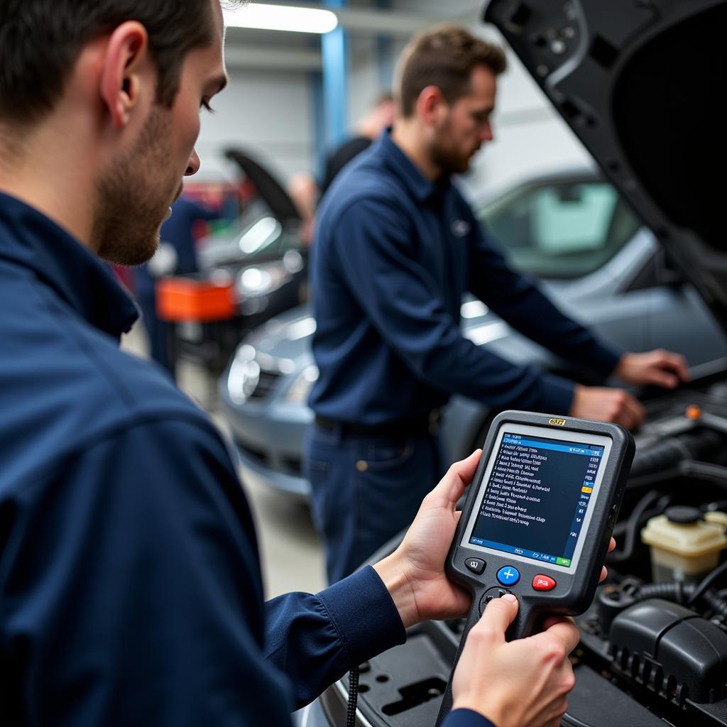 Modern Auto Service Diagnostic Tools in Action