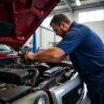 Expert Mechanic Working on a Morris Comanche Engine