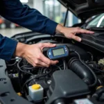 Mechanic Inspecting a Car's Engine