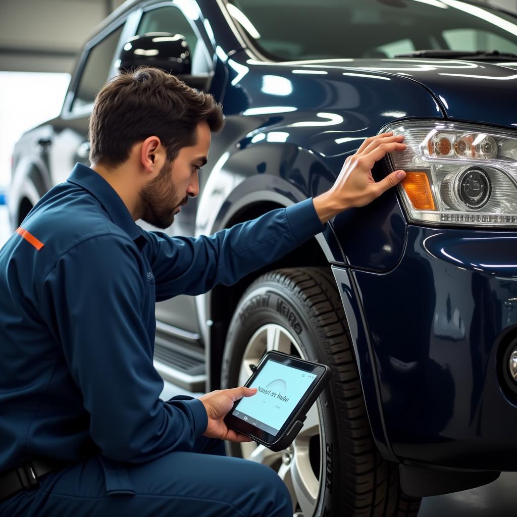 Nissan Vehicle Undergoing Service in Ajman