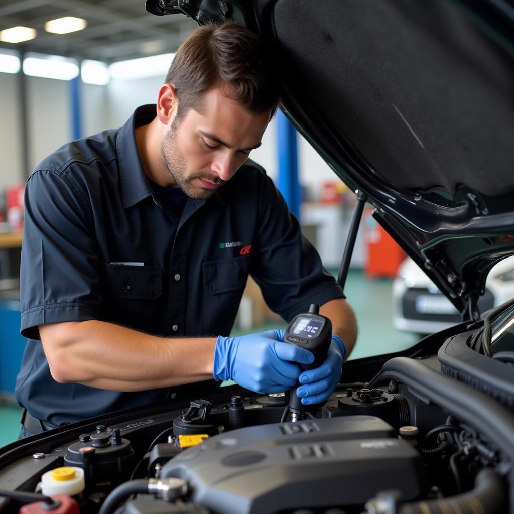 Ensuring Quality Auto Service in North Decatur: A mechanic performing a thorough inspection on a car.