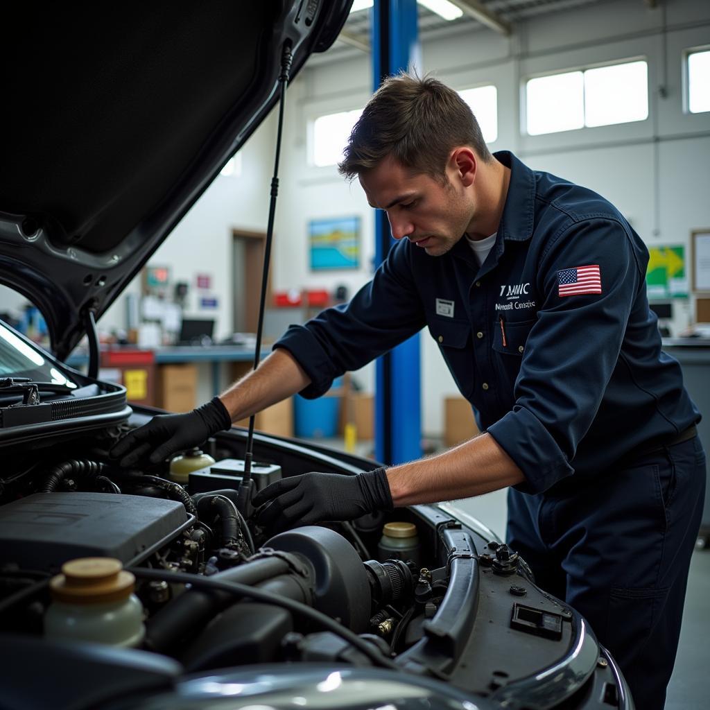 Mechanic Working on a Car in Oakland on Saturday