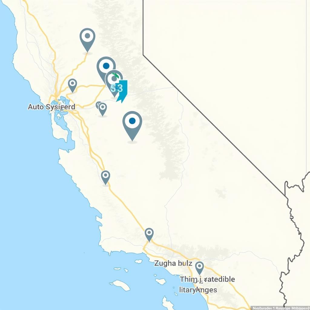 Map of Orange County highlighting various auto service locations