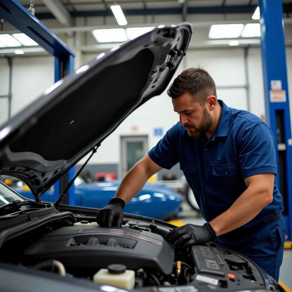 Experienced Technician Working on a Car at Orion Auto Service Houston