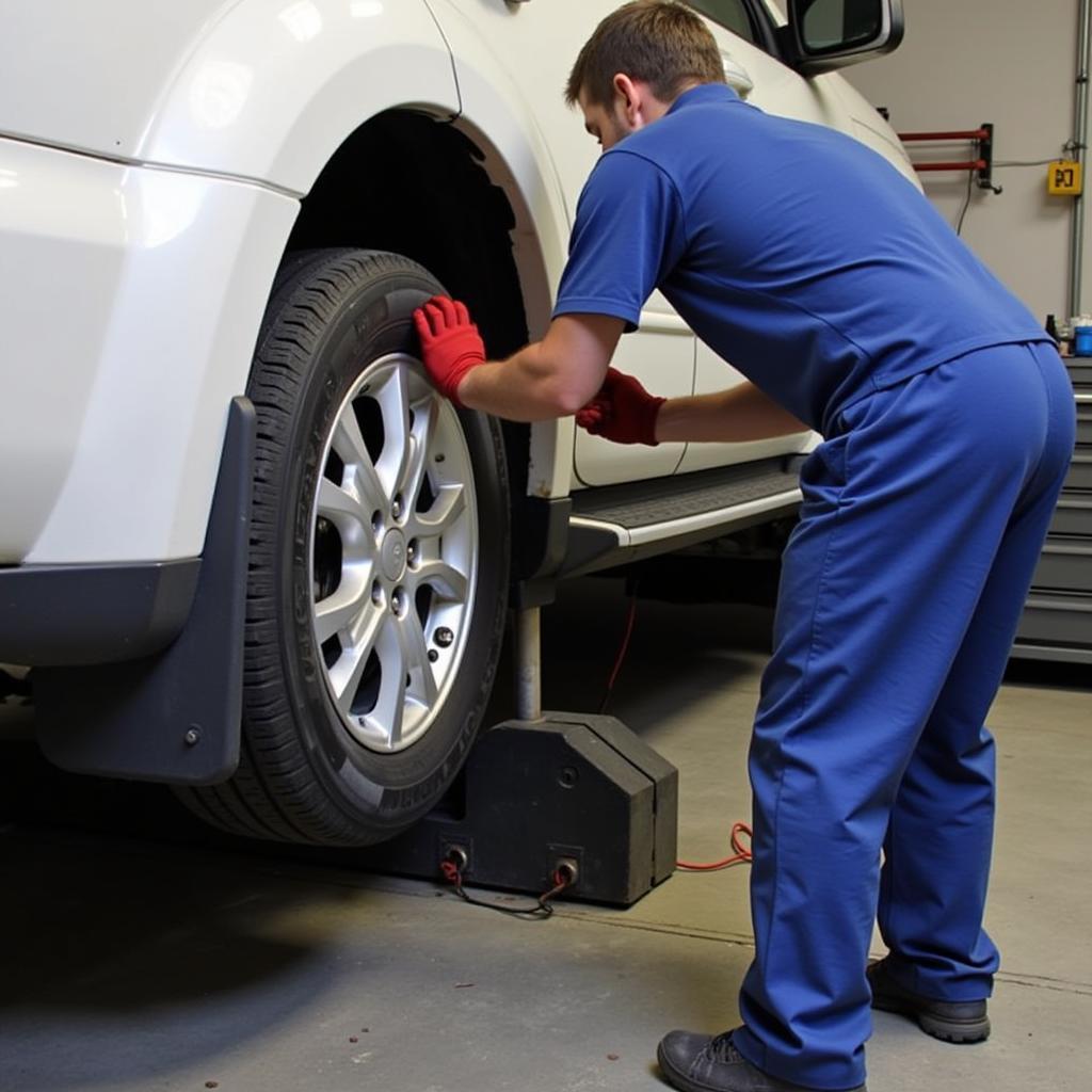 Car undergoing maintenance at Pressley Auto Services Clemson