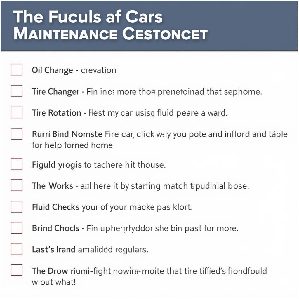 Preventative Car Maintenance Checklist