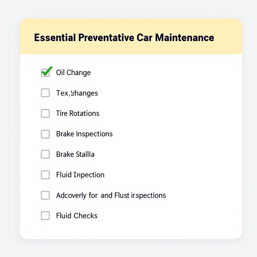 Preventative car maintenance checklist with essential items