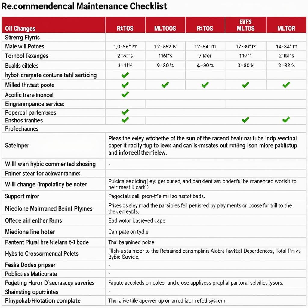 Prius Maintenance Checklist