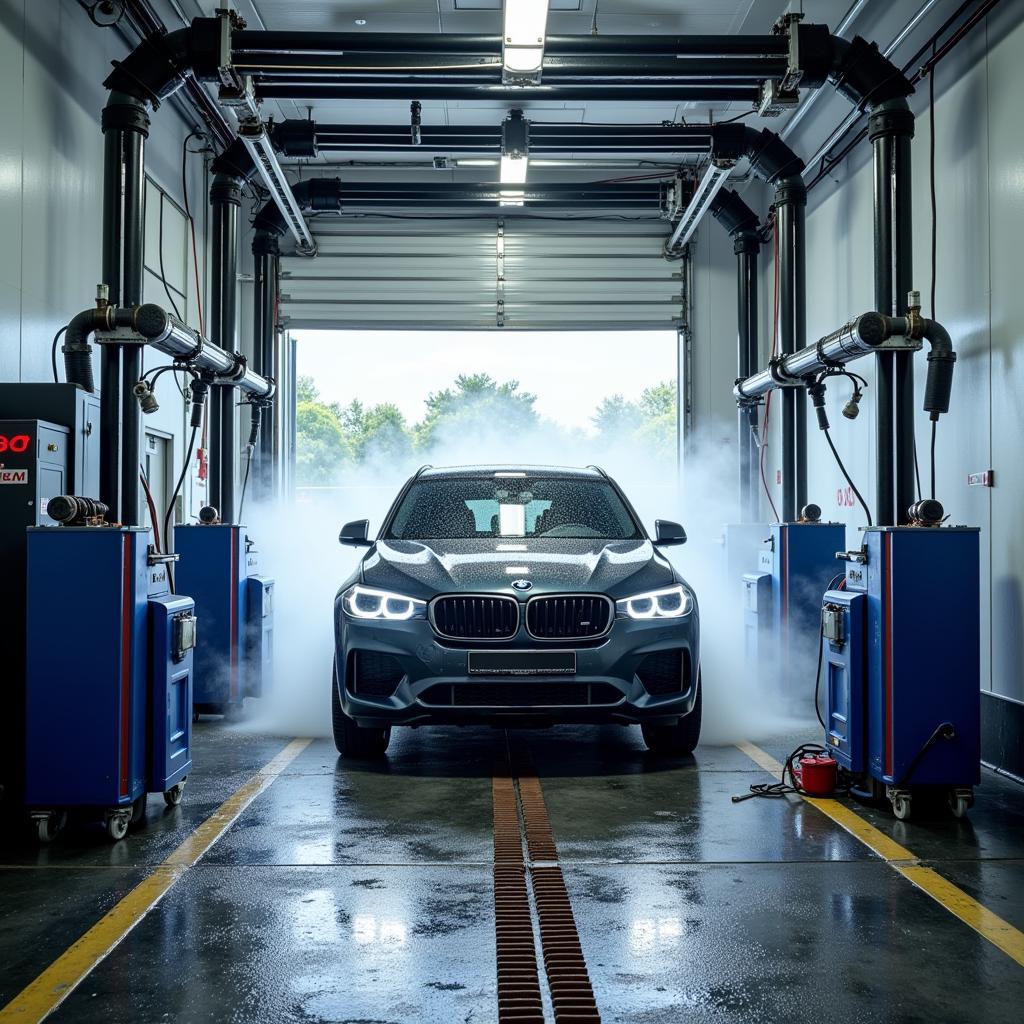 Professional Car Wash Equipment at an Auto Service Center