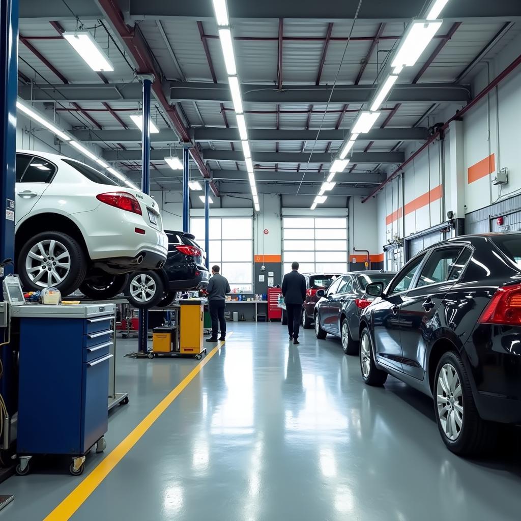 Interior of a busy auto service shop in Provo, UT