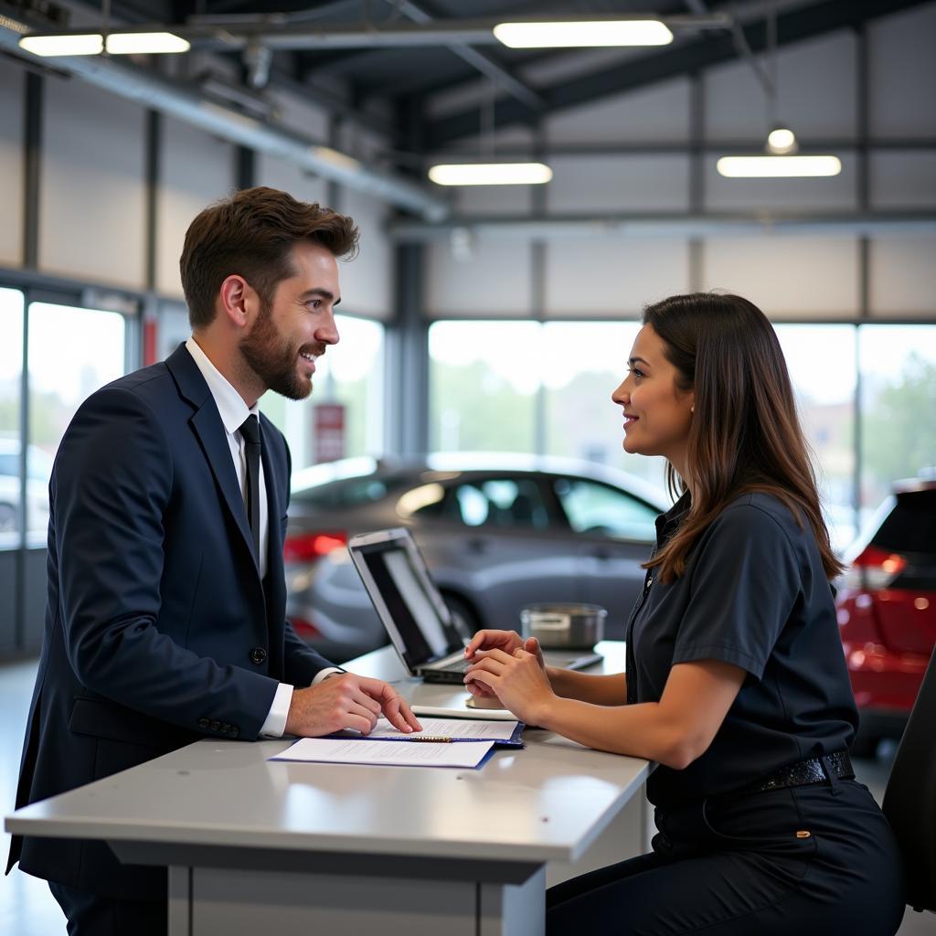 Customer Interacting with Service Advisor