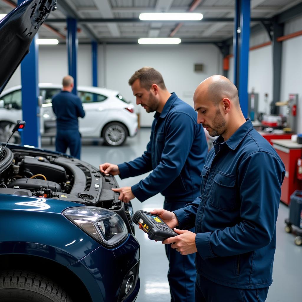 Qualified Mechanics Working in a Trier Auto Service Garage