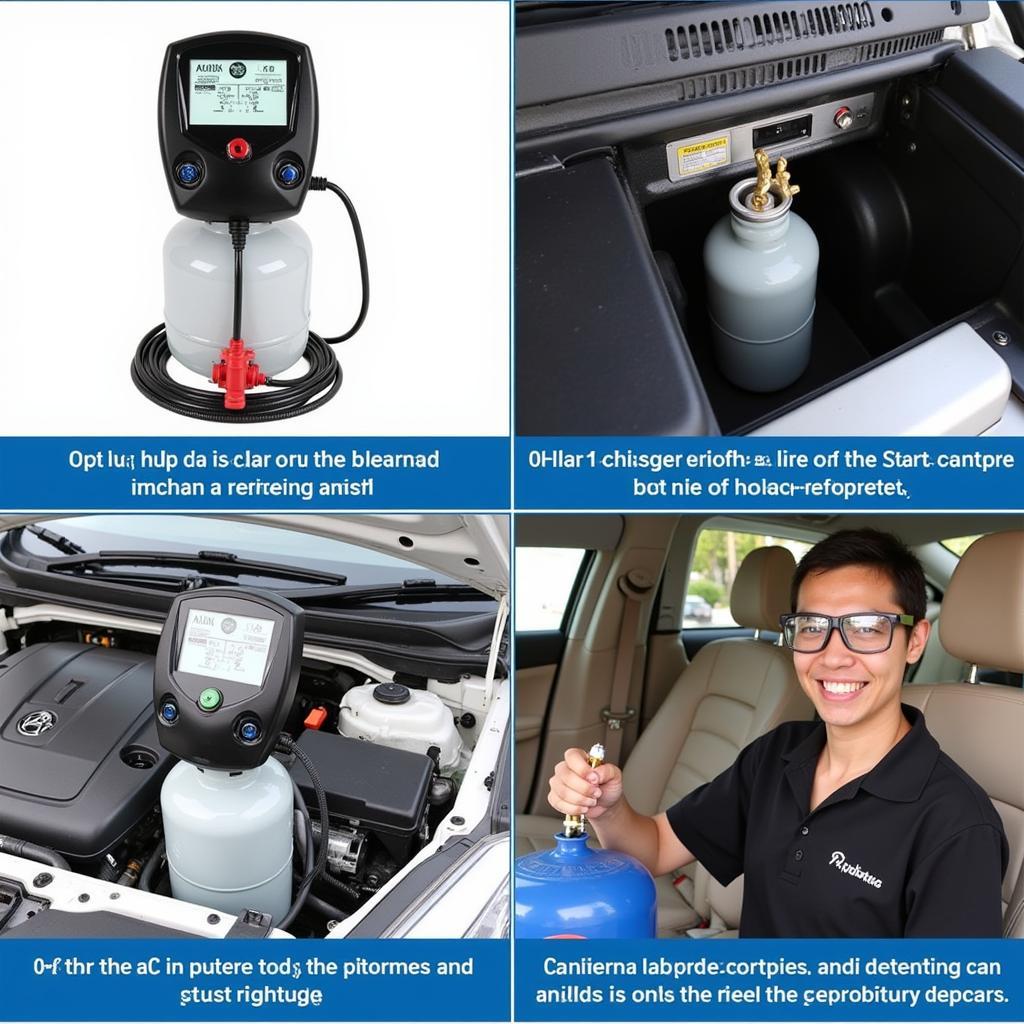 R1234yf refrigerant being used to service a car's AC system