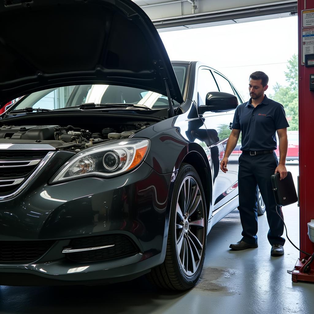 Car Undergoing Regular Maintenance at an Auto Service Shop in Brook Park Ohio