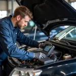 Mechanic Checking Car Engine