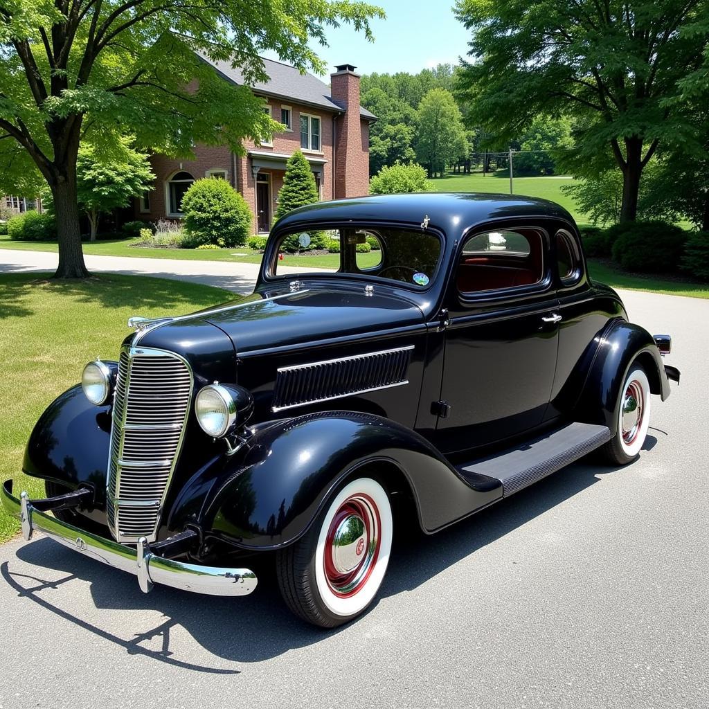 A fully restored classic car on display in Rochester, NY