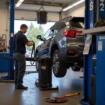 Routine car maintenance being performed in an Oak Harbor, WA auto shop.