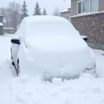 Car Covered in Snow After a Saskatoon Blizzard