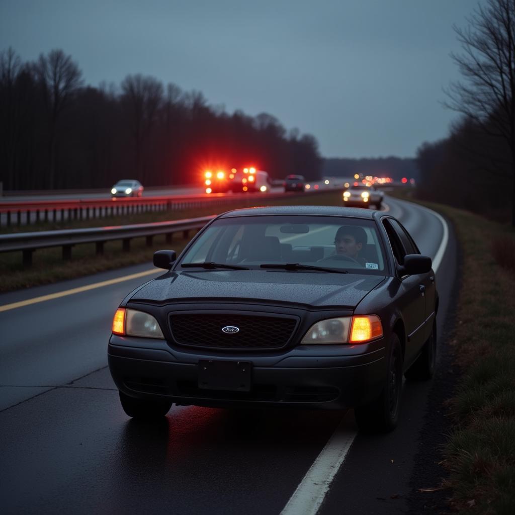 Stranded Car Requiring Auto Rescue Road Service