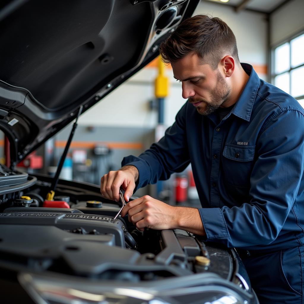 Mechanic Working on a Car at Sun Auto Service Henderson