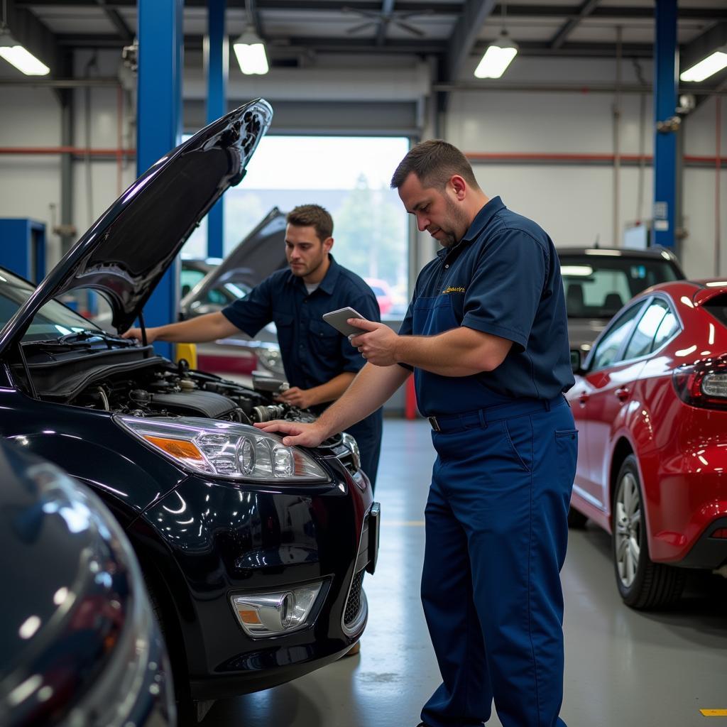 A busy auto repair shop in Tacoma, WA