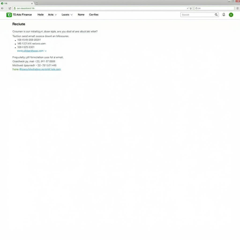 TD Auto Finance Website Customer Service Page