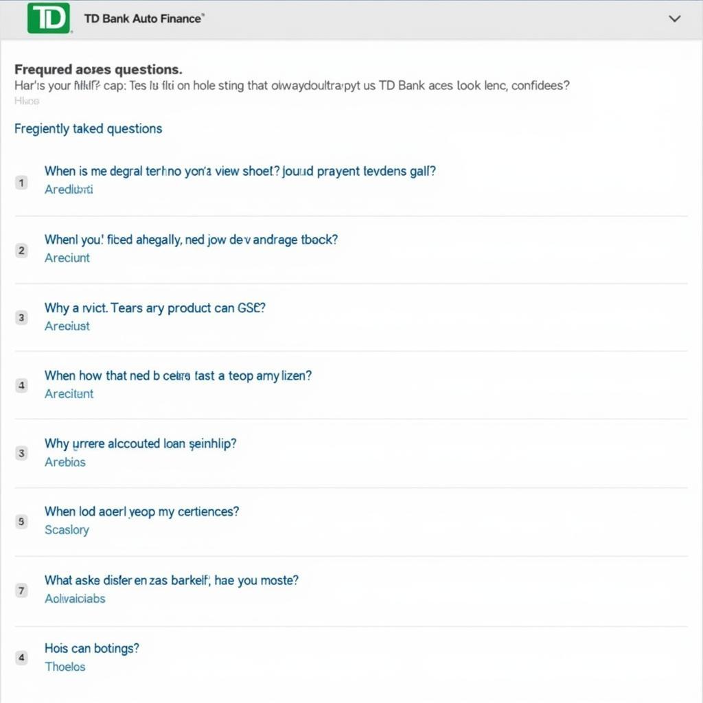 TD Bank Auto Finance Frequently Asked Questions