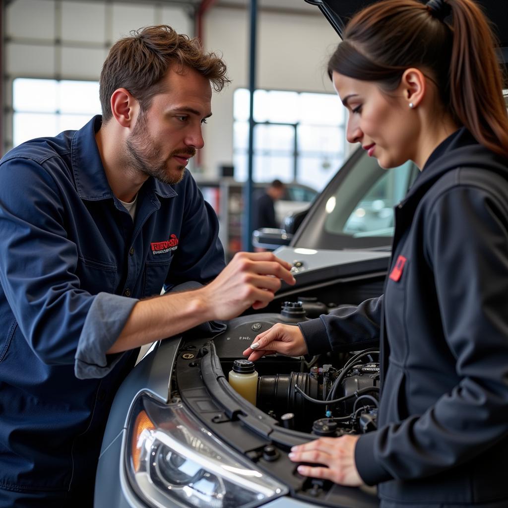 Technician Explaining Repair to Customer