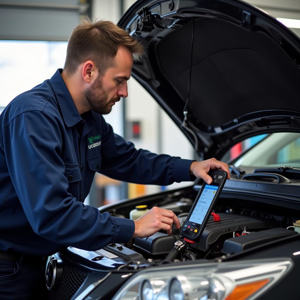 Mechanic Performing Engine Diagnostics in Tenafly NJ