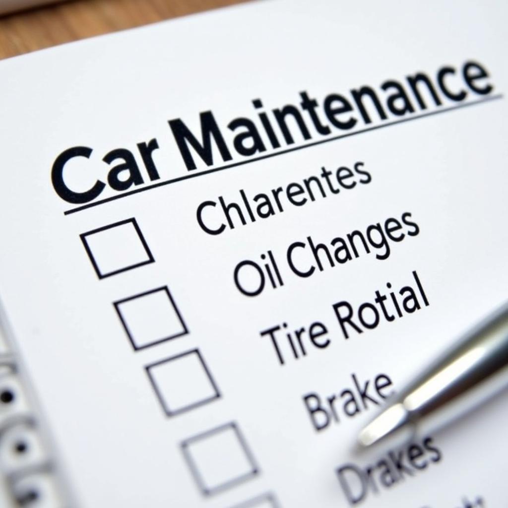 Car maintenance schedule checklist