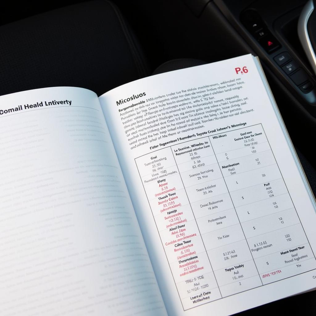 Toyota Owner's Manual Open to the Service Schedule Page