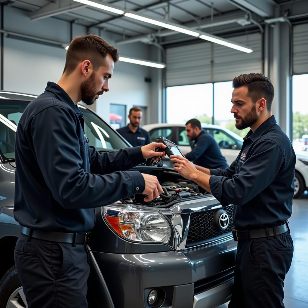 Toyota Certified Technicians Working on a Vehicle