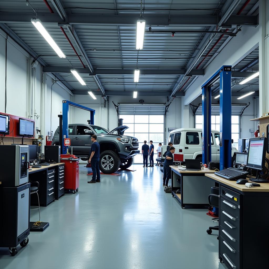 Modern Truck and Auto Service Repair Bay