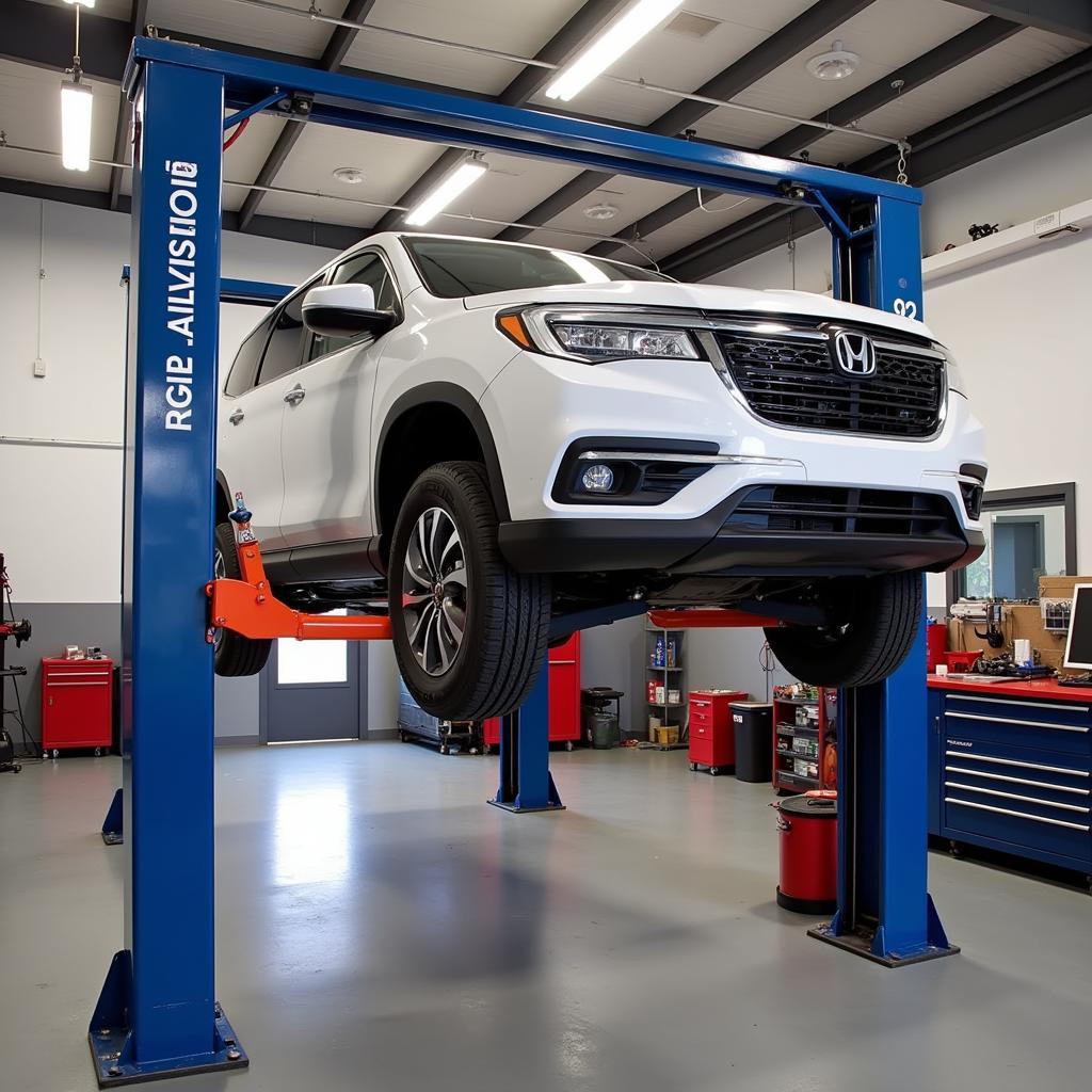 Two-Post Auto Lift in a Robbin Garage