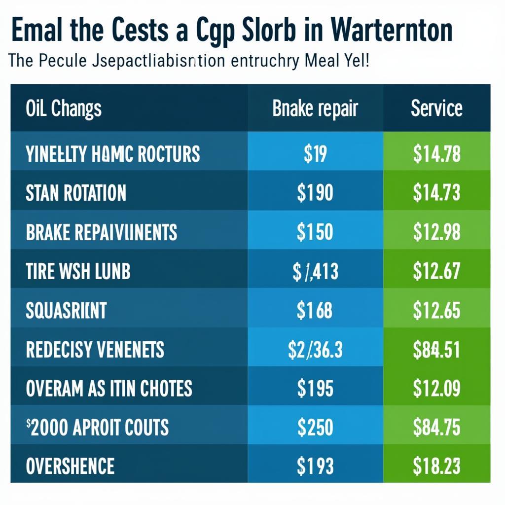 Comparison of Warrenton auto service costs