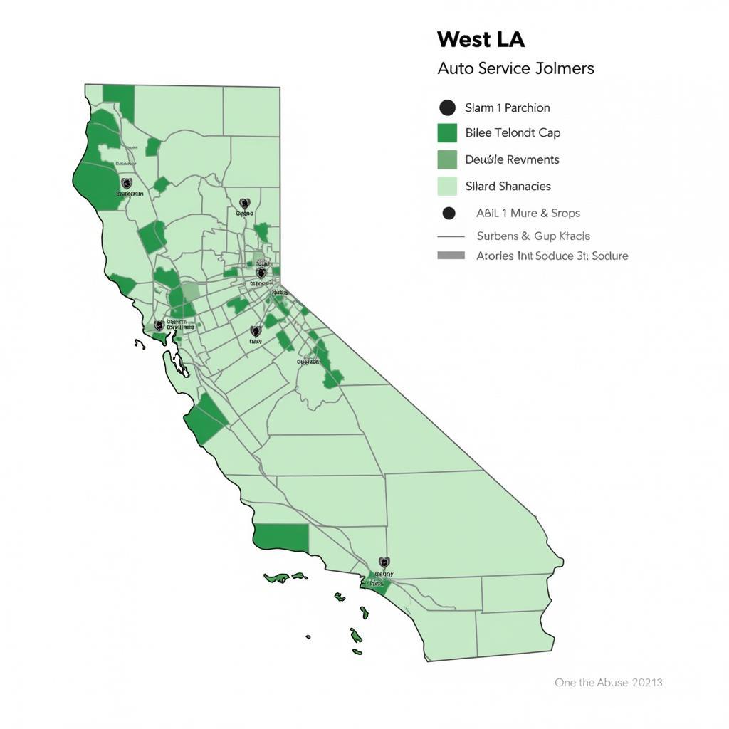 Map of Auto Service Locations in West LA