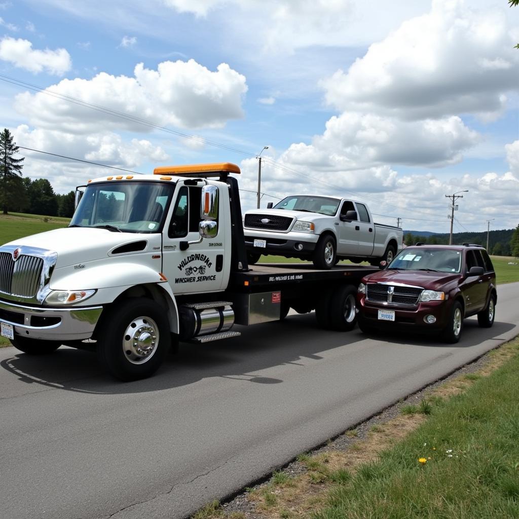 Tow Truck Assisting a Disabled Vehicle