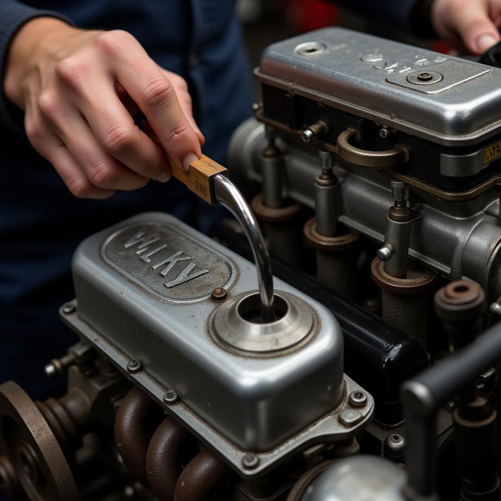 Willys mechanic working on the engine