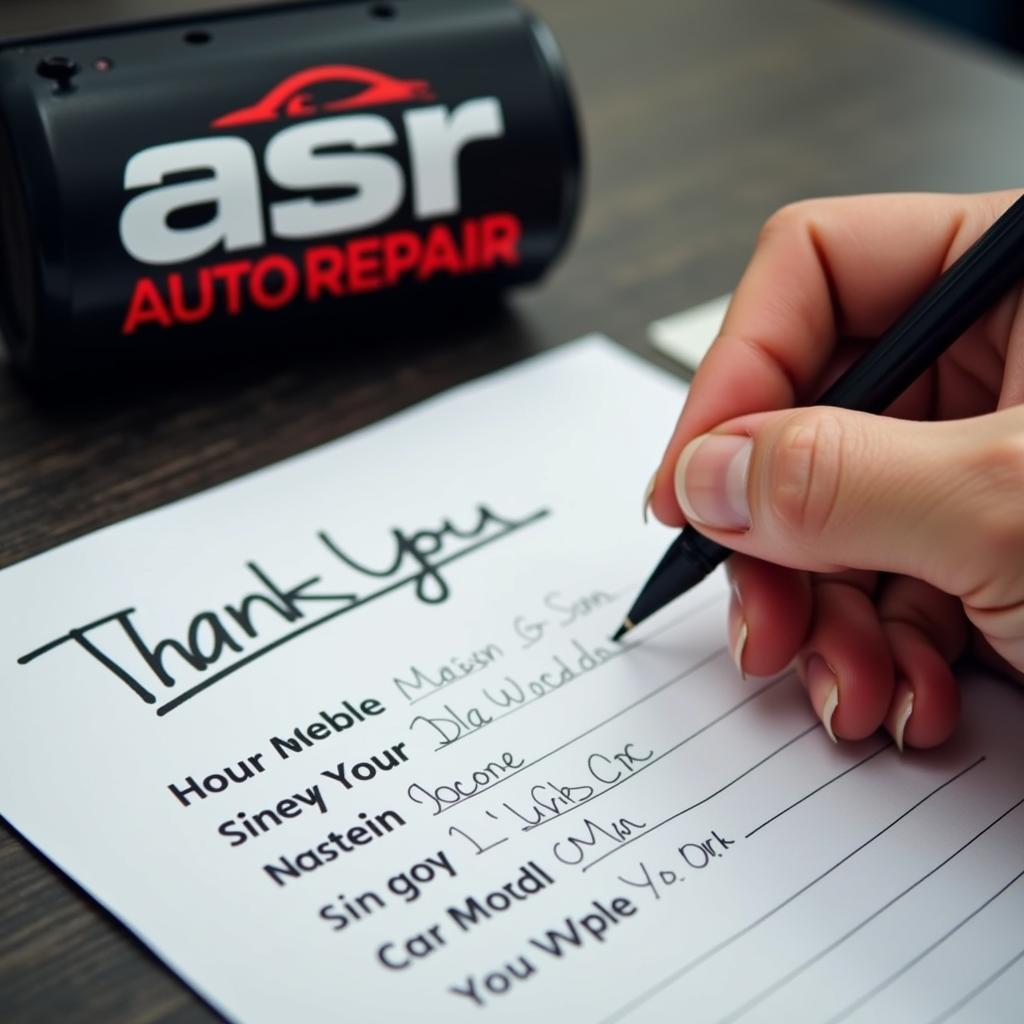 Writing a Thank You Note for Auto Repair Customers