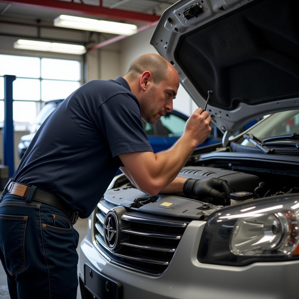 Experienced Mechanic Working on a Car at Action Auto Service