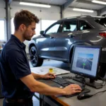 ADAS Calibration Equipment in a Hi-Tech Auto Service Center