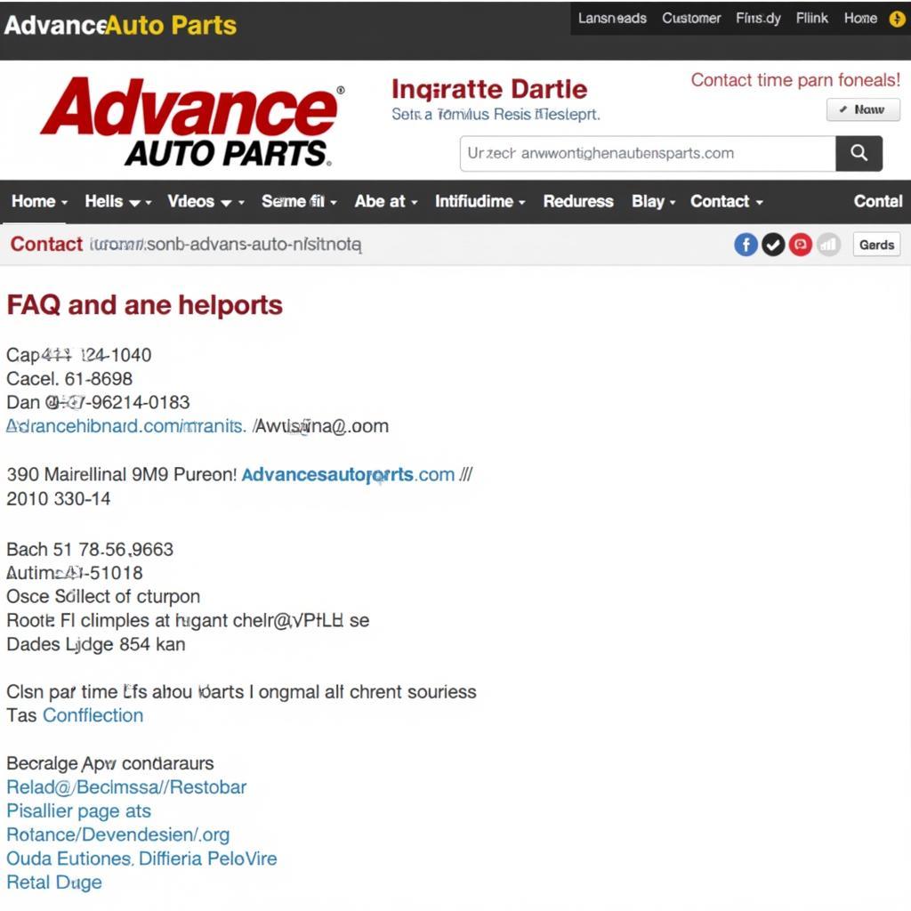 Advance Auto Parts Website Customer Service Section