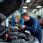 Affordable Auto Repair in Simi Valley: A mechanic inspecting a car engine.