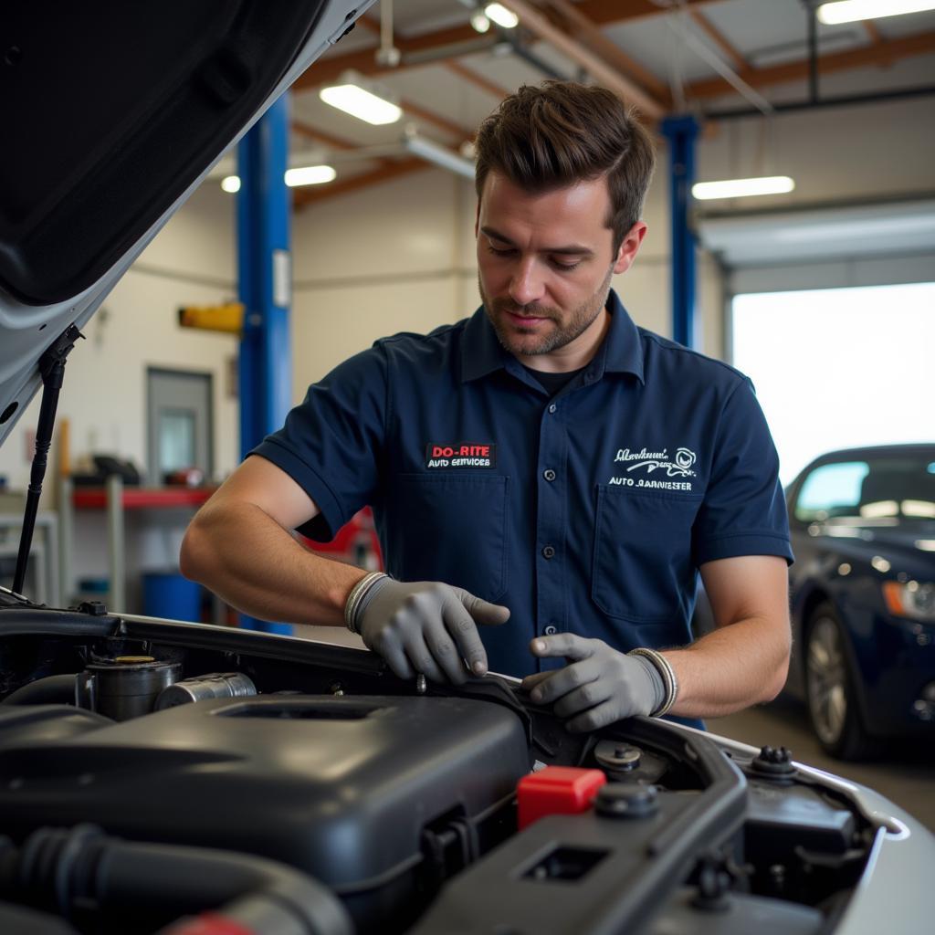 Skilled Technician Performing Car Maintenance at Allshouse's